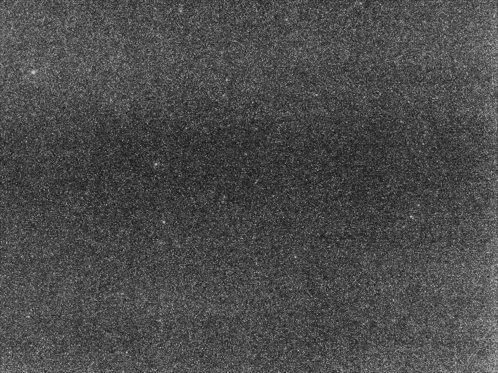 Vue réduite en noir et blanc du master médian de dix poses de 300 s.